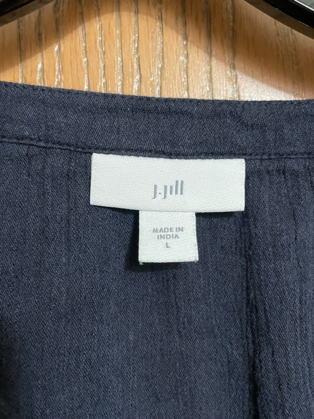 J. Jill Navy Peasant Blouse with White Floral Embroidery - Picture 4 of 6